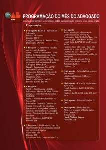 OAB Programação Agosto 2015 cartaz